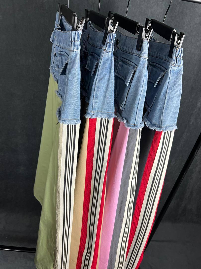 🌟 Юбки с лампасами и джинсовым верхом